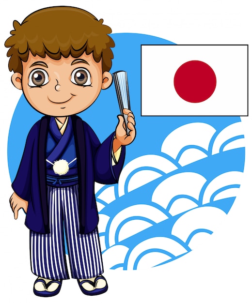 Japanese boy with flag