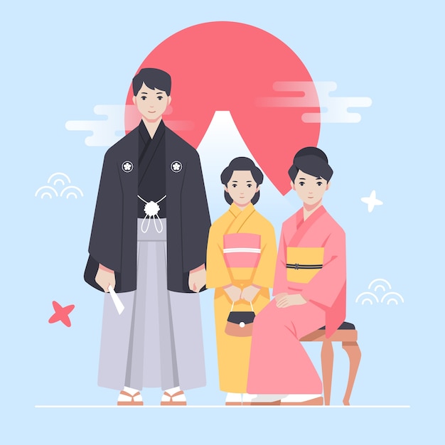 Japanese family posing