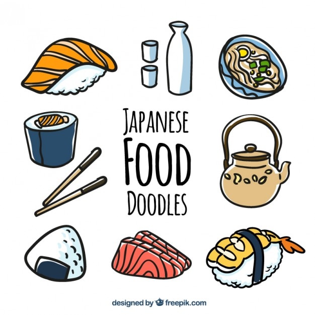 Free Vector japanese food doodles