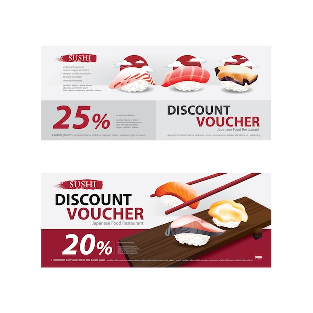 Japanese Food Voucher Discount Template set