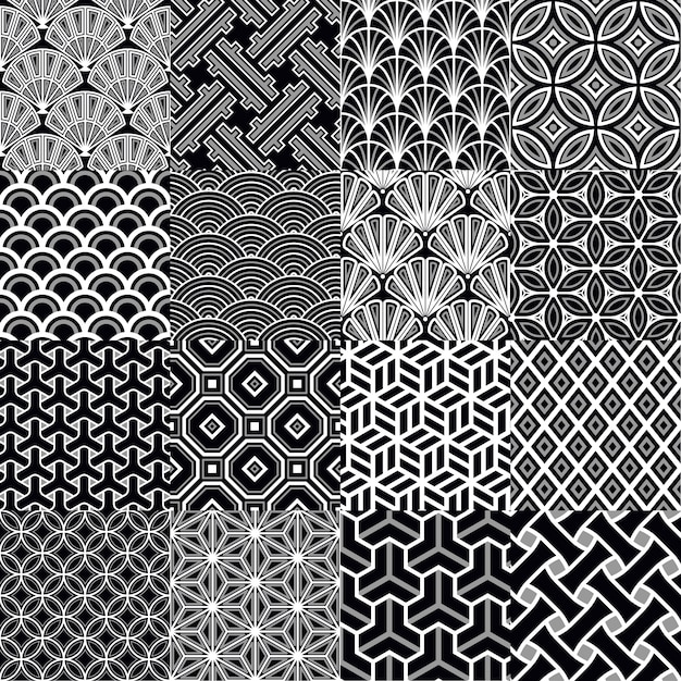 Japanese geometric seamless patterns