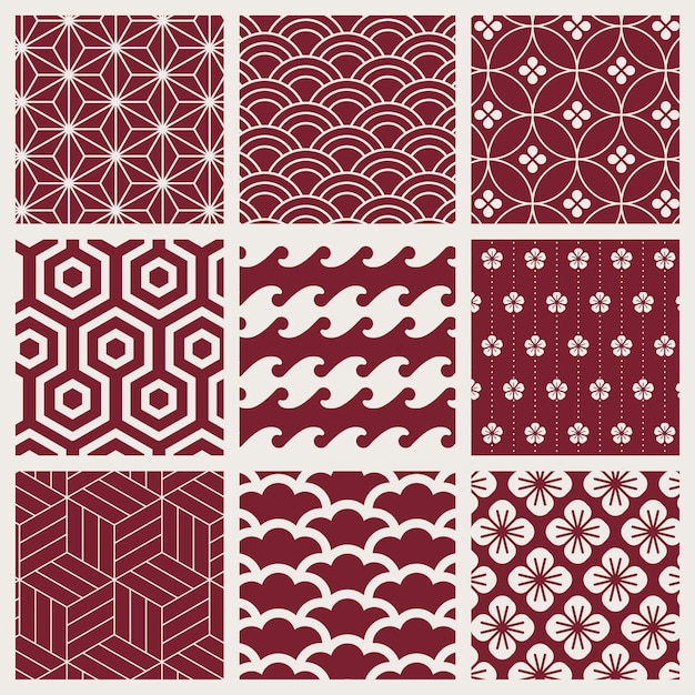 Japanese-inspired pattern vector set