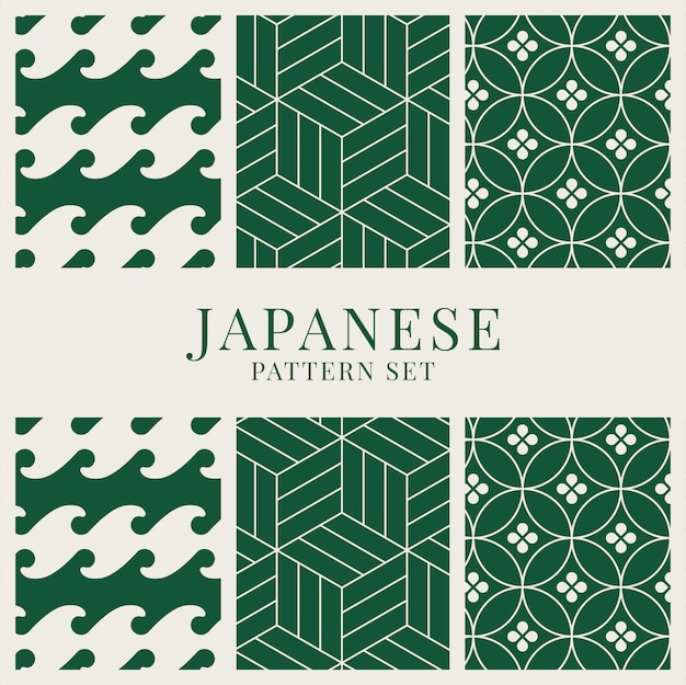 Japanese-inspired pattern vector set