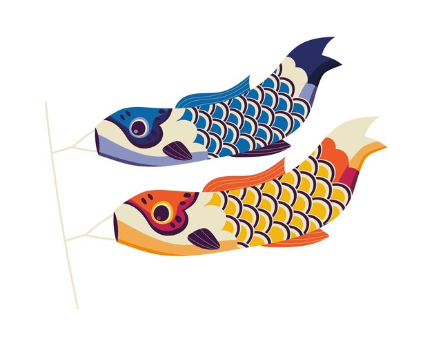 japanese koi carps icon isolated