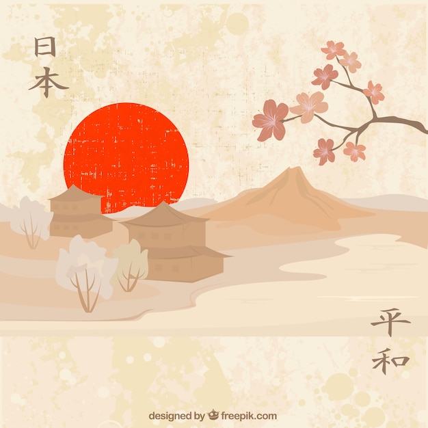 Free Vector japanese landscape