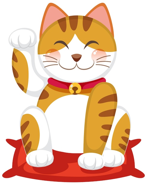 Free Vector japanese lucky cat maneki neko cartoon character isolated