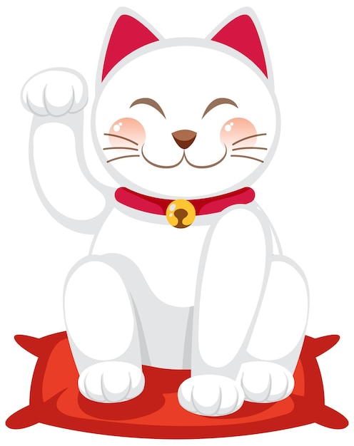 Japanese lucky cat maneki neko cartoon character isolated