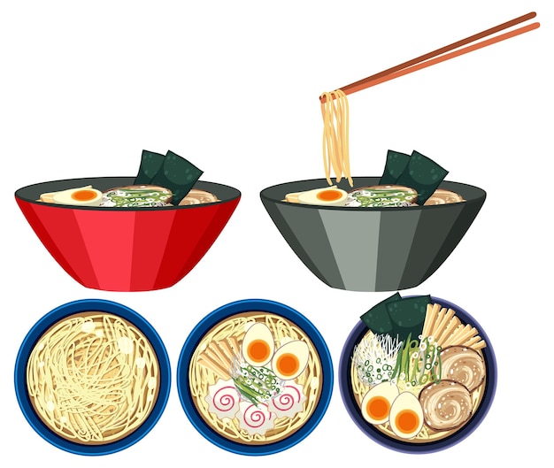 Free Vector japanese ramen on a bowl