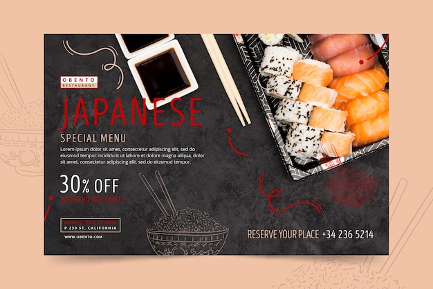 Free Vector japanese restaurant banner template