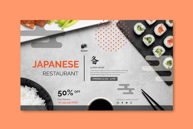 Japanese restaurant banner template