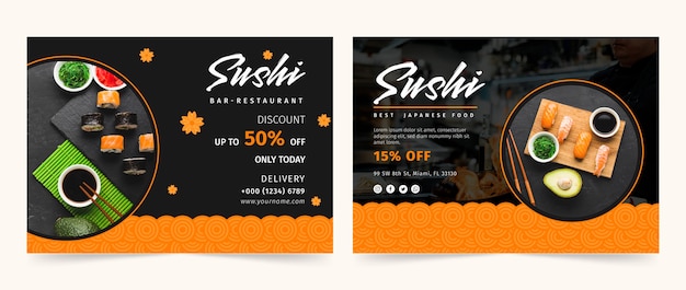 Free Vector japanese restaurant brochure template