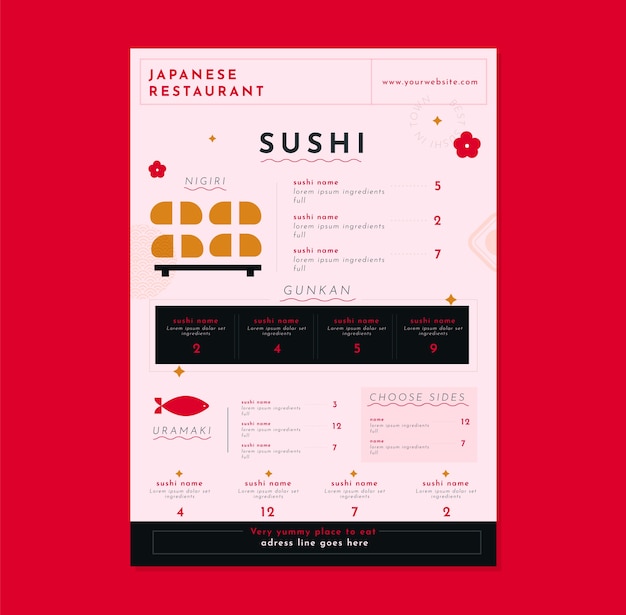 Free Vector japanese restaurant flat menu template