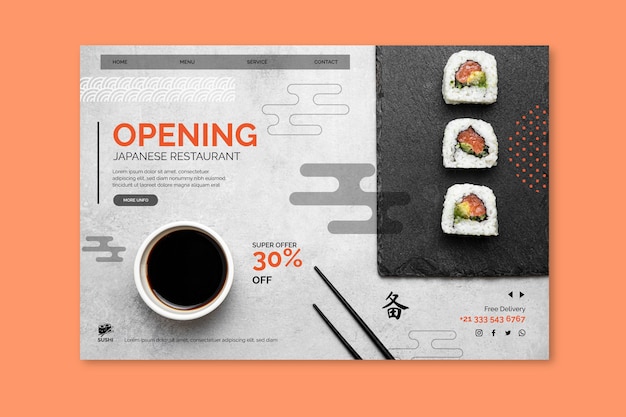 Japanese restaurant landing page template