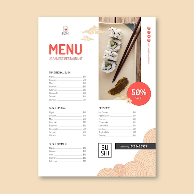 Japanese restaurant menu template