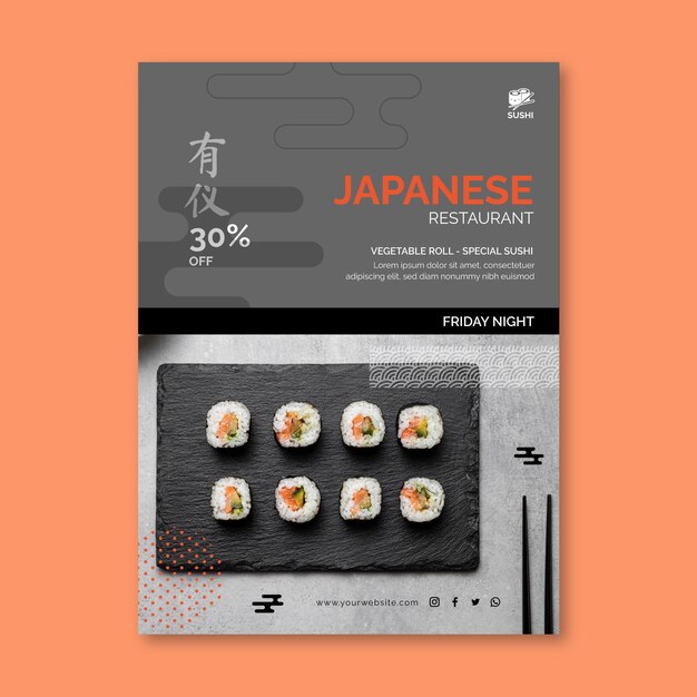 Japanese restaurant poster template