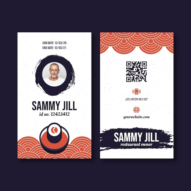 Japanese restaurant texture id card template