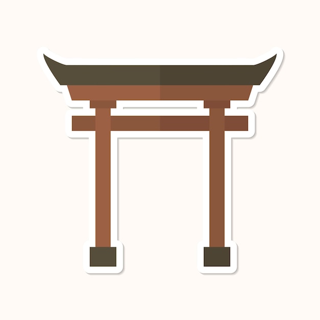 Free Vector japanese torii gate sticker design element vector