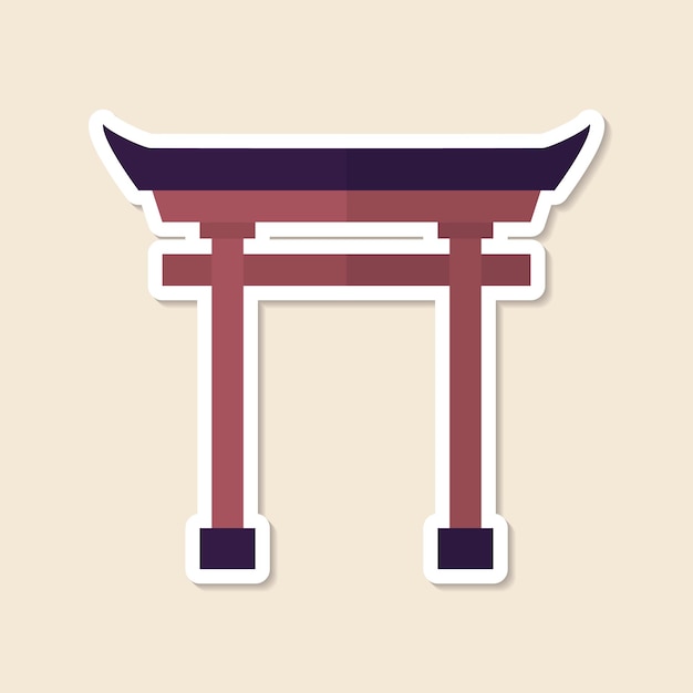 Free Vector japanese torii gate sticker design element vector