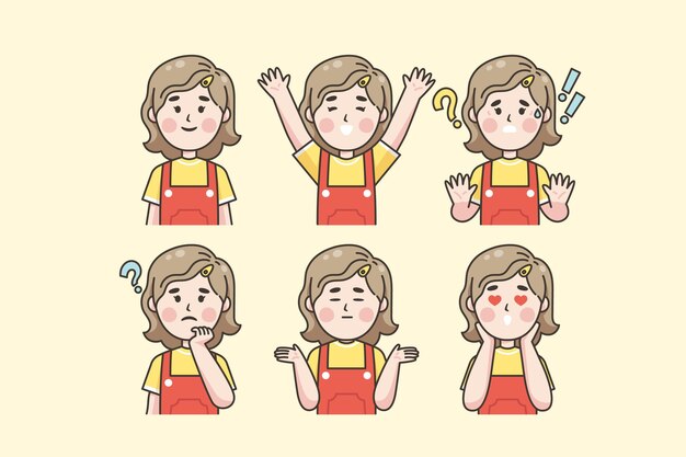 Japanese woman showing different emotions