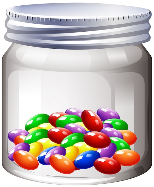 Free Vector jar of colorful candy