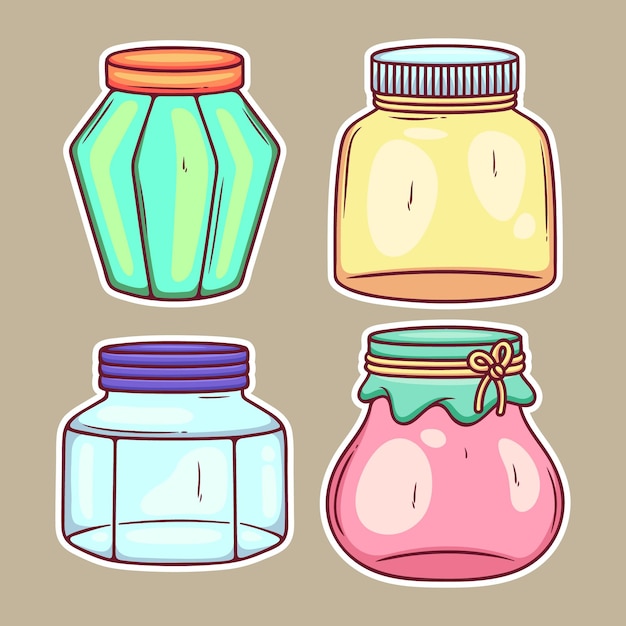 Free Vector jars sticker icons hand drawn coloring vector