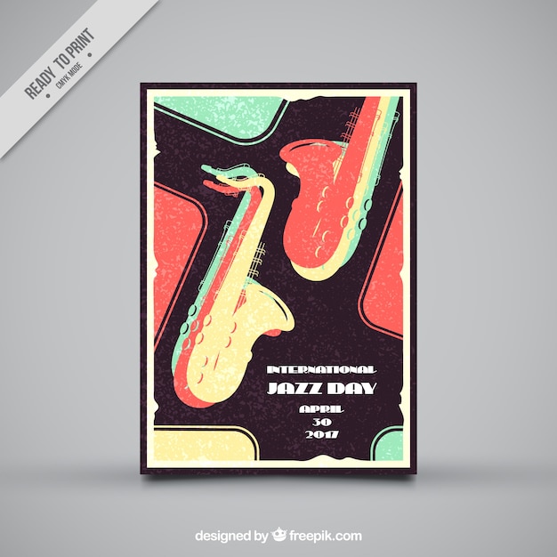 Free vector jazz brochure with musical instruments