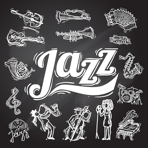 Free Vector jazz chalkboard set