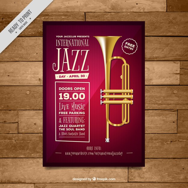 Jazz event poster with trumpet