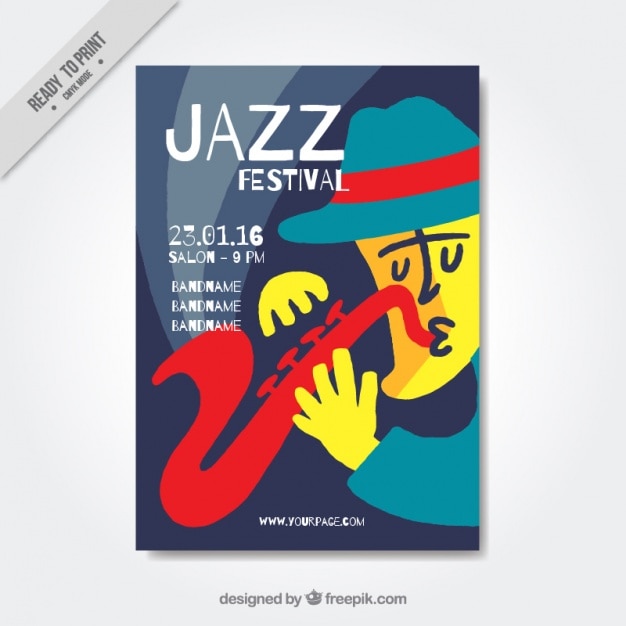 Free vector jazz festival colorful brochure