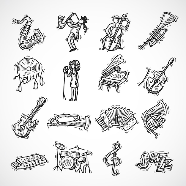 Free Vector jazz icons sketch