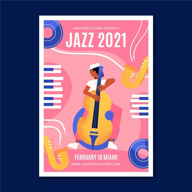 Jazz illustrated music event poster template