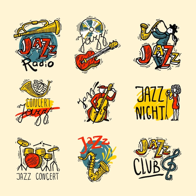 Free Vector jazz labels set