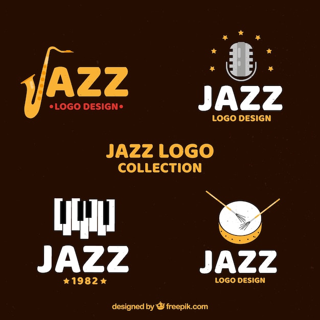 Jazz logo collection with flat design