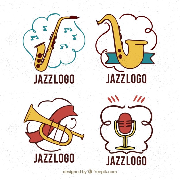 Jazz logo collection with hand drawn style