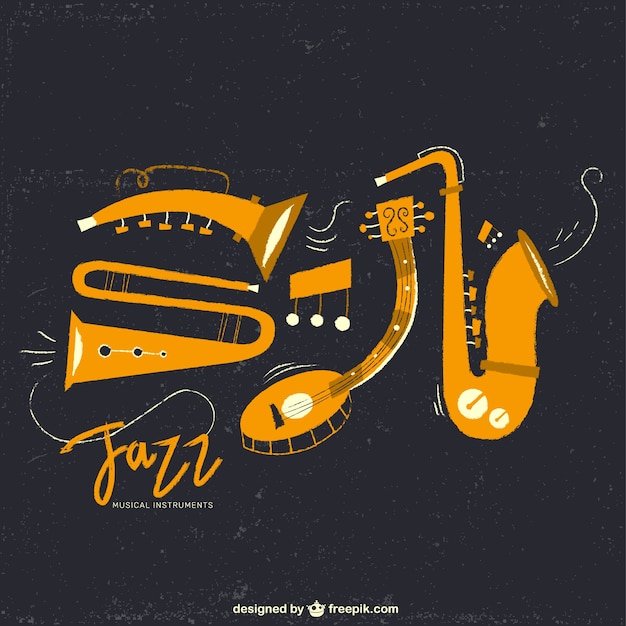 Free Vector jazz music instruments