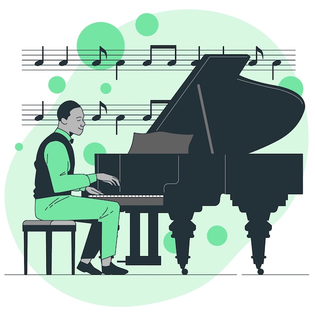 Free Vector jazz piano concept illustration