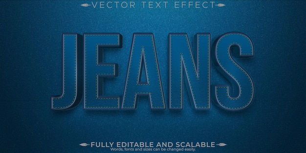 Free Vector jeans denim text effect editable blue and fashion text style