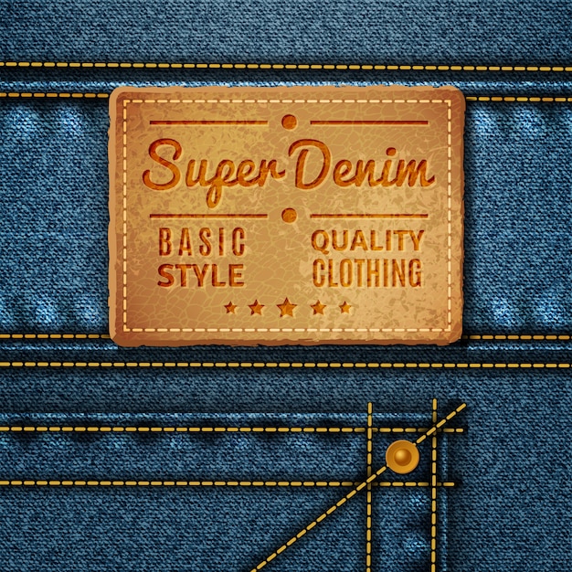 Free Vector jeans leather square tag