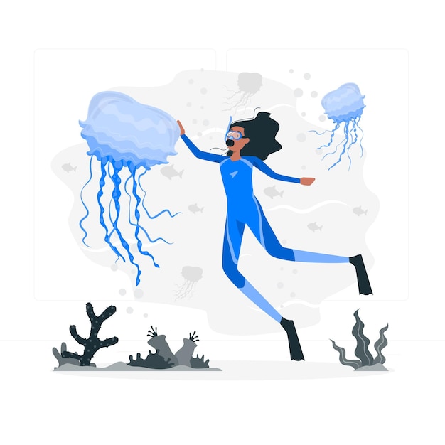 Free Vector jellyfish concept illustration