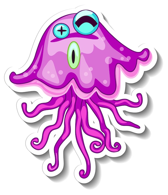 Jellyfish sea animal cartoon sticker