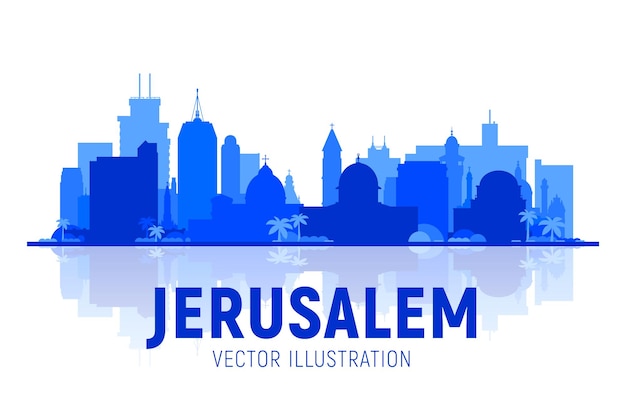 Free Vector jerusalem israel silhouette skyline with panorama in white background vector illustration business travel and tourism concept with modern buildings image for presentation banner web site