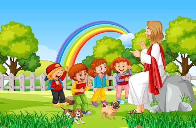 Jesus and children at the park