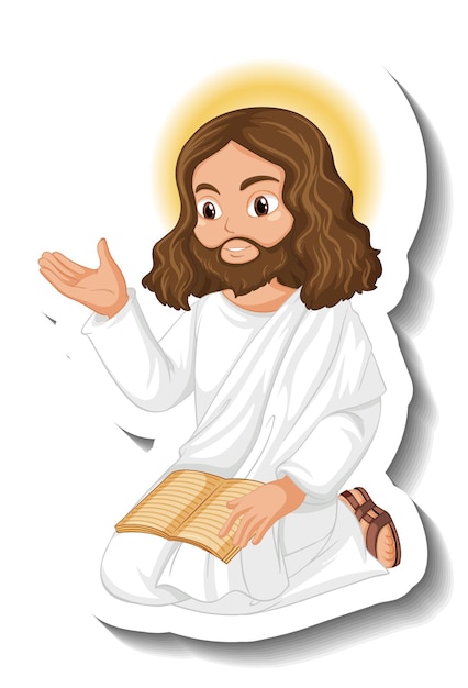 Free Vector jesus christ cartoon character sticker on white background