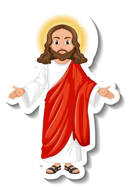 Free Vector jesus christ cartoon character sticker on white background