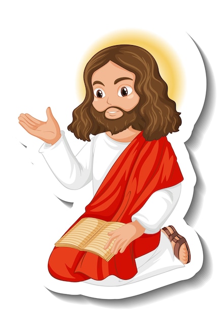 Free vector jesus christ cartoon character sticker on white background