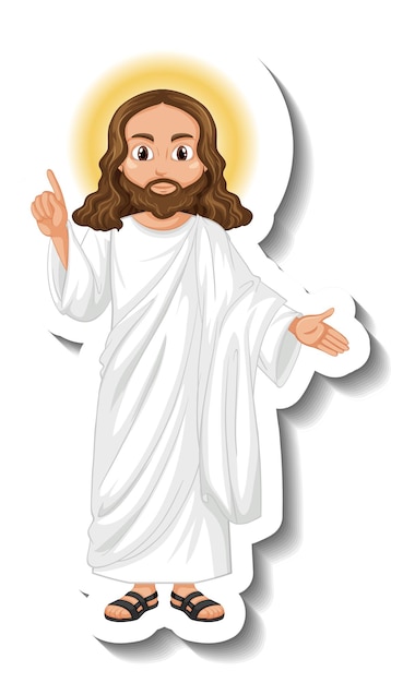 Jesus Christ cartoon character sticker on white background