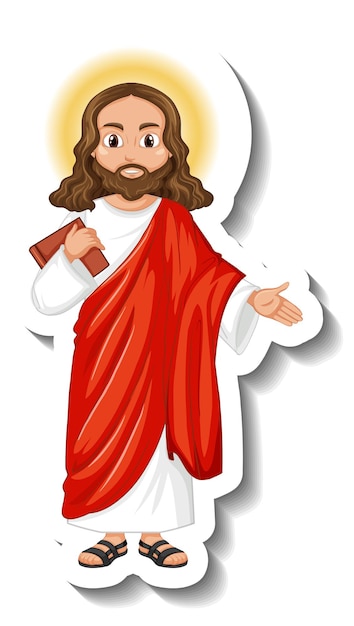 Free Vector jesus christ cartoon character sticker on white background