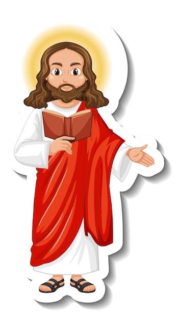 Free vector jesus christ cartoon character sticker on white background