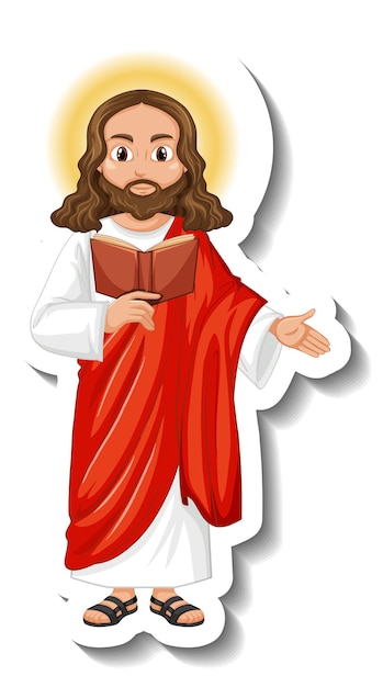 Free vector jesus christ cartoon character sticker on white background