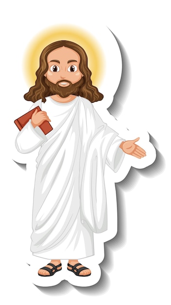 Free Vector jesus christ cartoon character sticker on white background